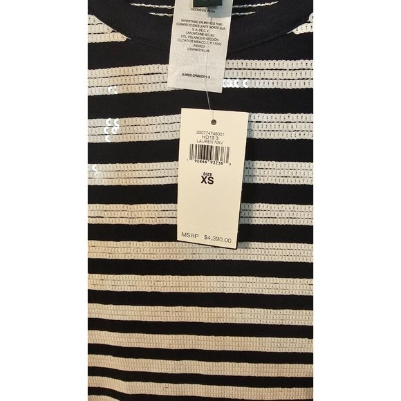NWT Lauren Ralph Lauren Sequin Dress Sz XS Navy/White- Gorgeous! - Picture 6 of 9
